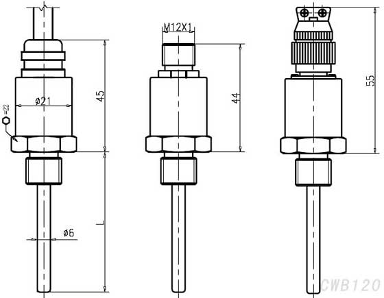 CWB120溫度變送器外形尺寸圖