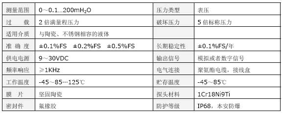 YWB160電容投入式液位技術(shù)參數(shù)